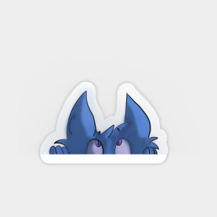 peekaboo cat - Blue cartoon funny cat playing peek a boo Sticker